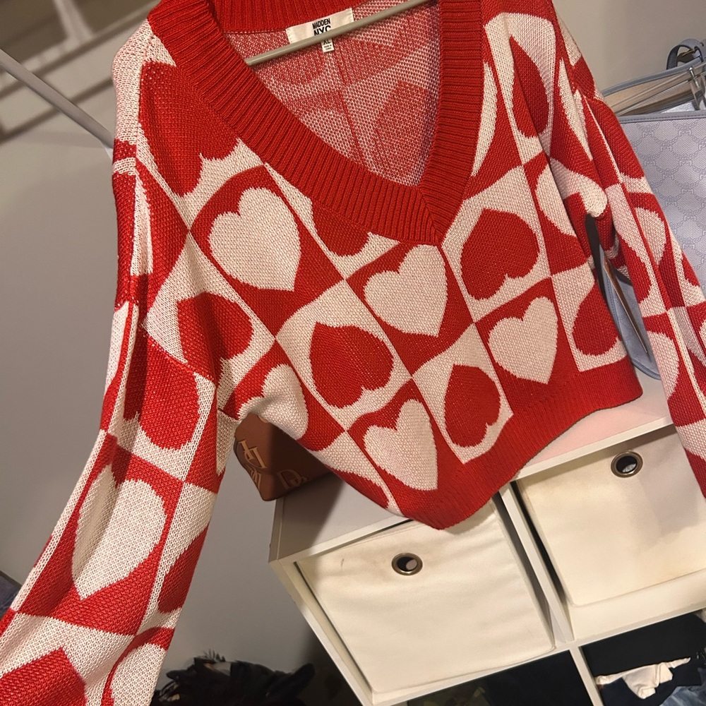 Red Heart Patterned Sweater